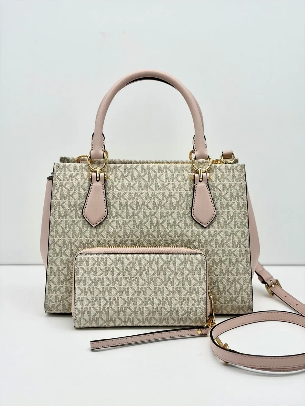 Michael Kors Marilyn Medium Satchel Crossbody Bag And Wallet Set